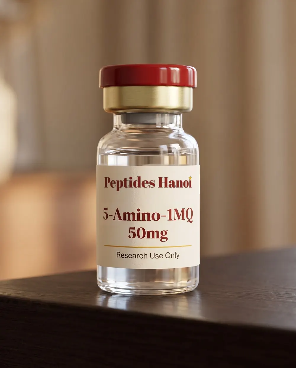 5-Amino-1MQ 50mg research vial, labelled Research Use Only