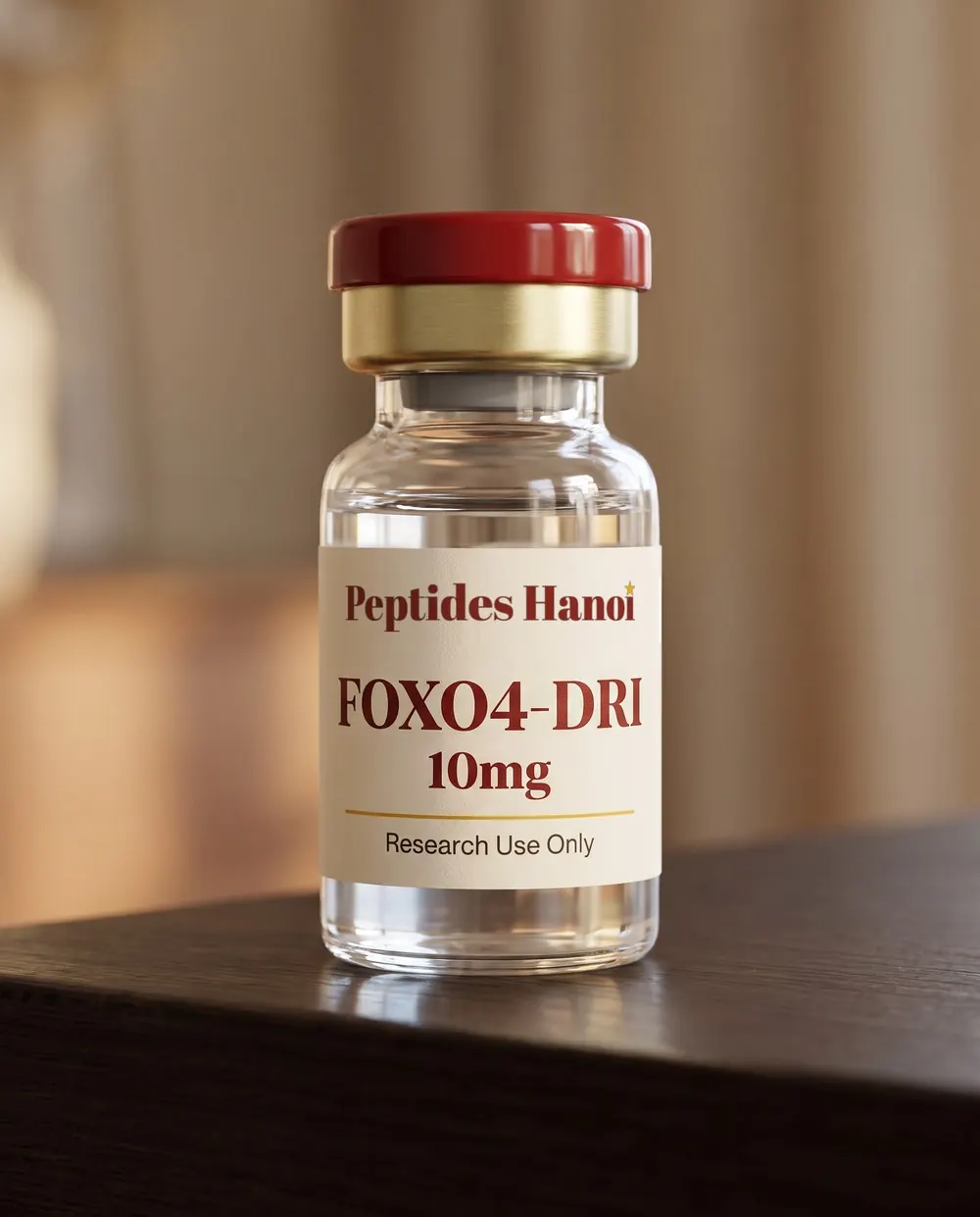FOXO4-DRI 10mg research vial, labelled Research Use Only