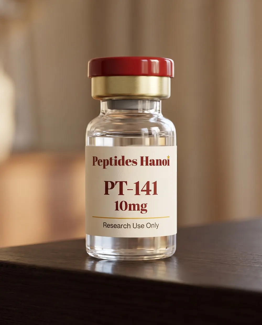 PT-141 10mg research vial, labelled Research Use Only